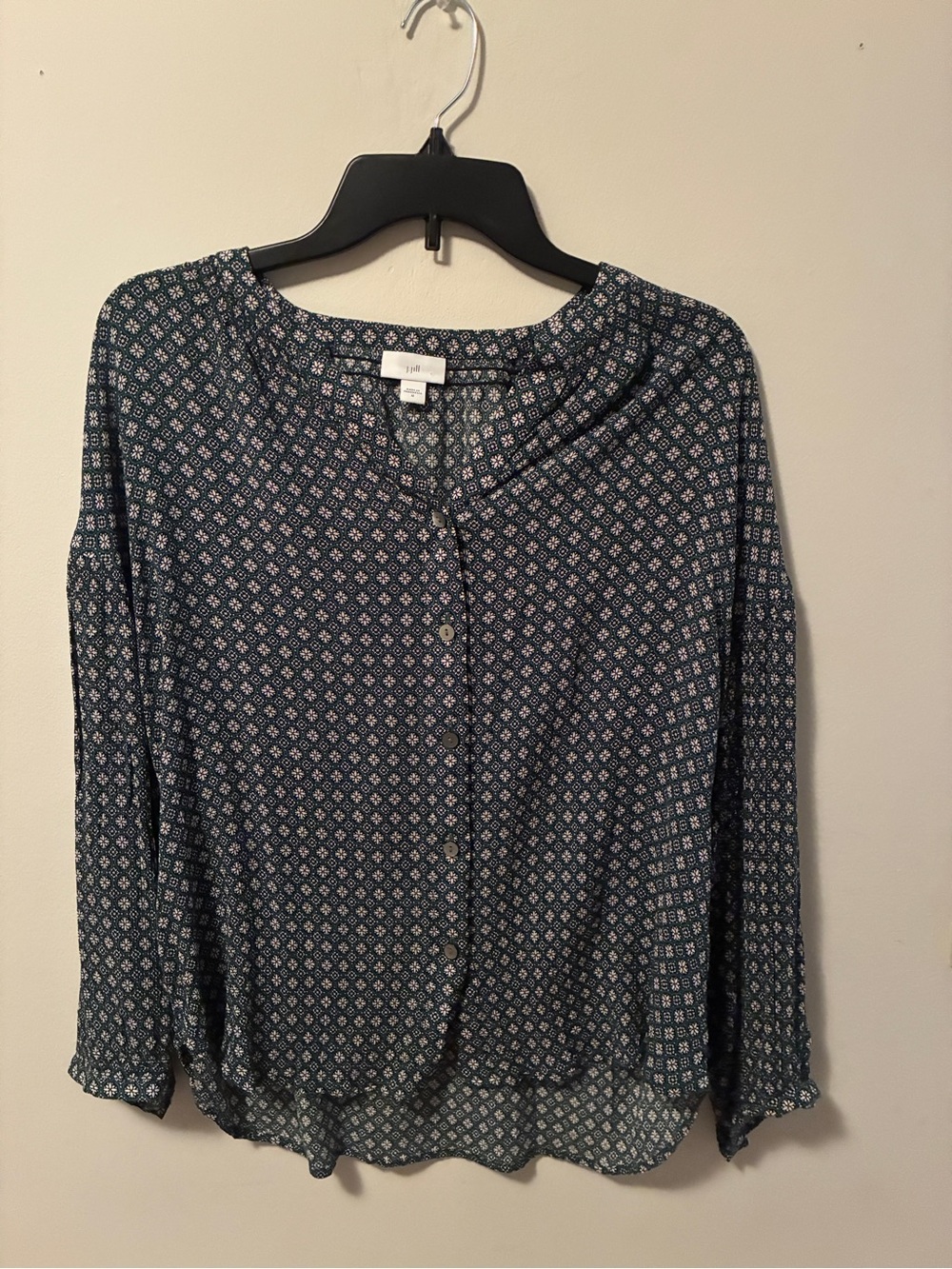 J. Jill Green Printed Button-Down Blouse